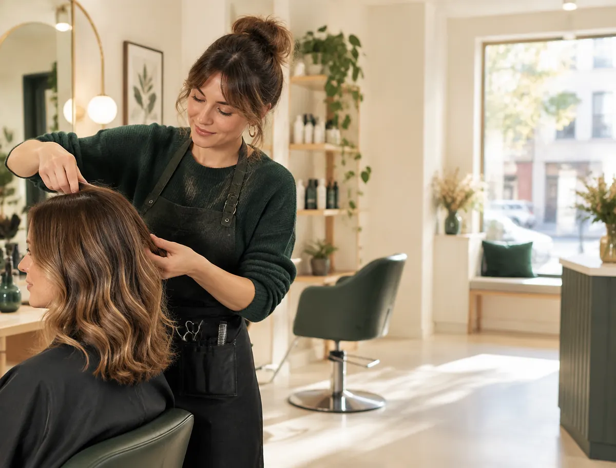 Coiffeuse au travail dans son salon